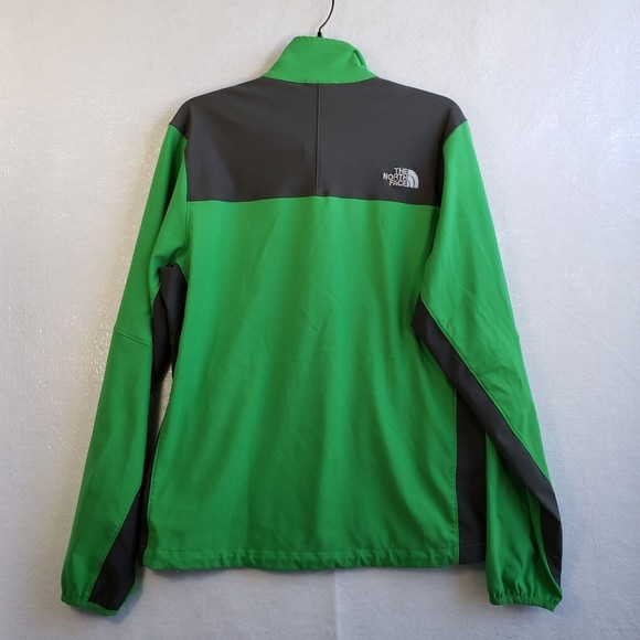 North Face Jacket Men's Apex Green Soft Shell Full Zip Size Medium Gray Logo - Picture 2 of 15